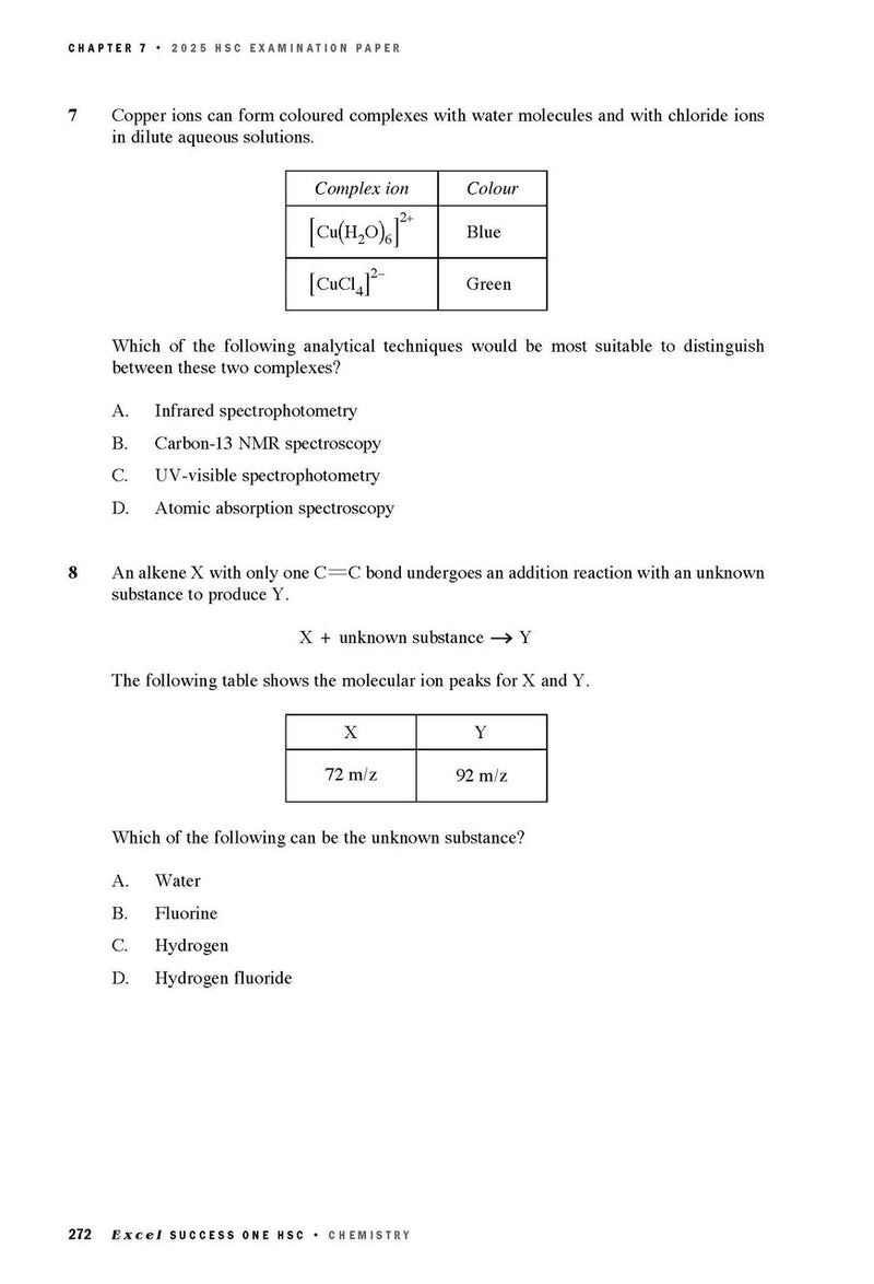 Sample interior page from Excel Success One HSC Chemistry 2026 Edition as shown in the Pascal Press product gallery