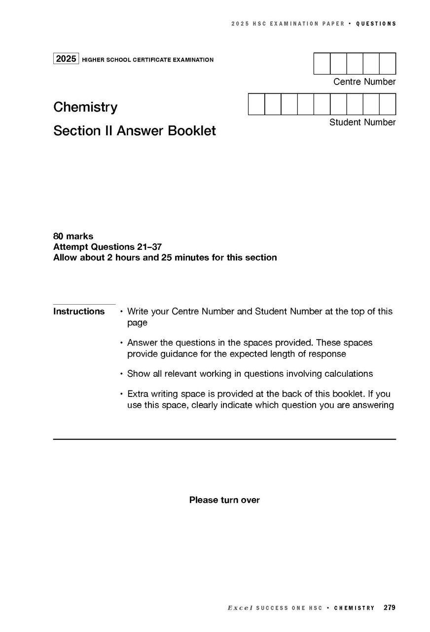 Sample interior page from Excel Success One HSC Chemistry 2026 Edition as shown in the Pascal Press product gallery