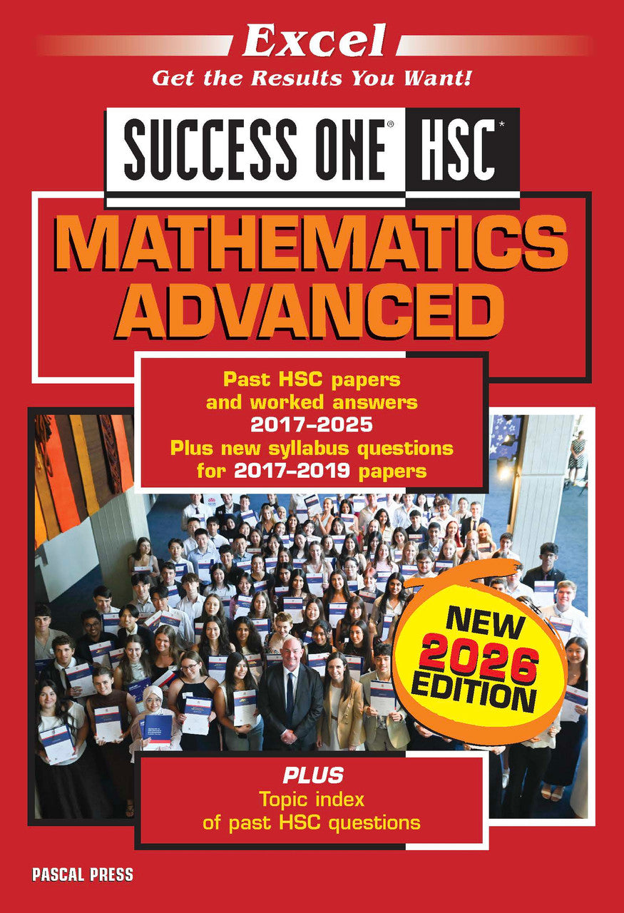Front cover of Excel Success One HSC Mathematics Advanced 2026 Edition, a Pascal Press paperback for senior secondary students