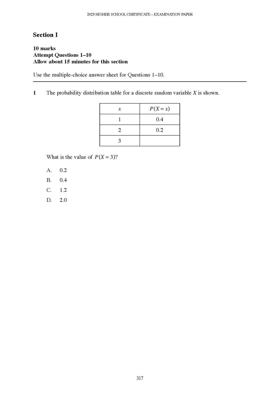 Sample interior page from Excel Success One HSC Mathematics Advanced 2026 Edition as shown in the Pascal Press product gallery