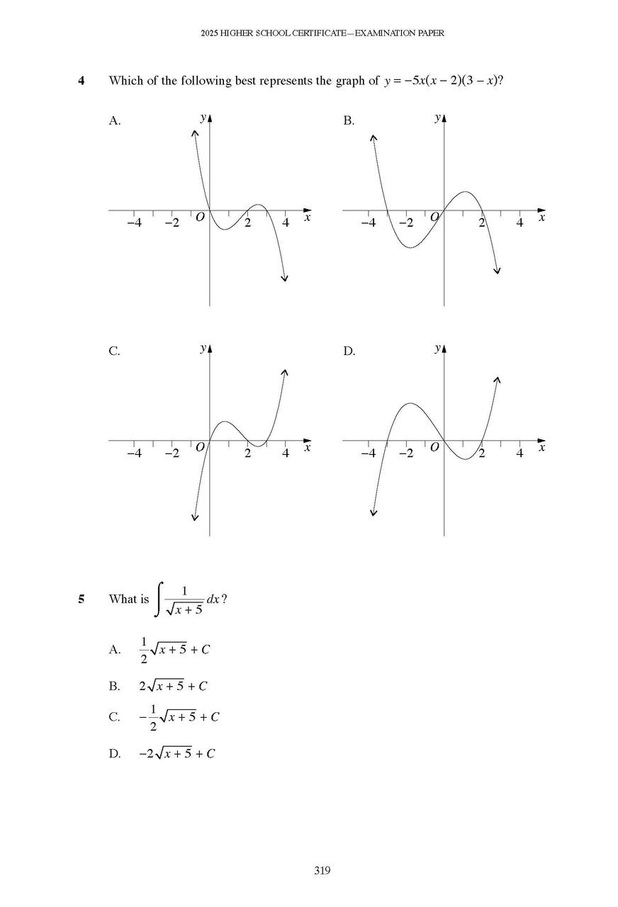 Sample interior page from Excel Success One HSC Mathematics Advanced 2026 Edition as shown in the Pascal Press product gallery