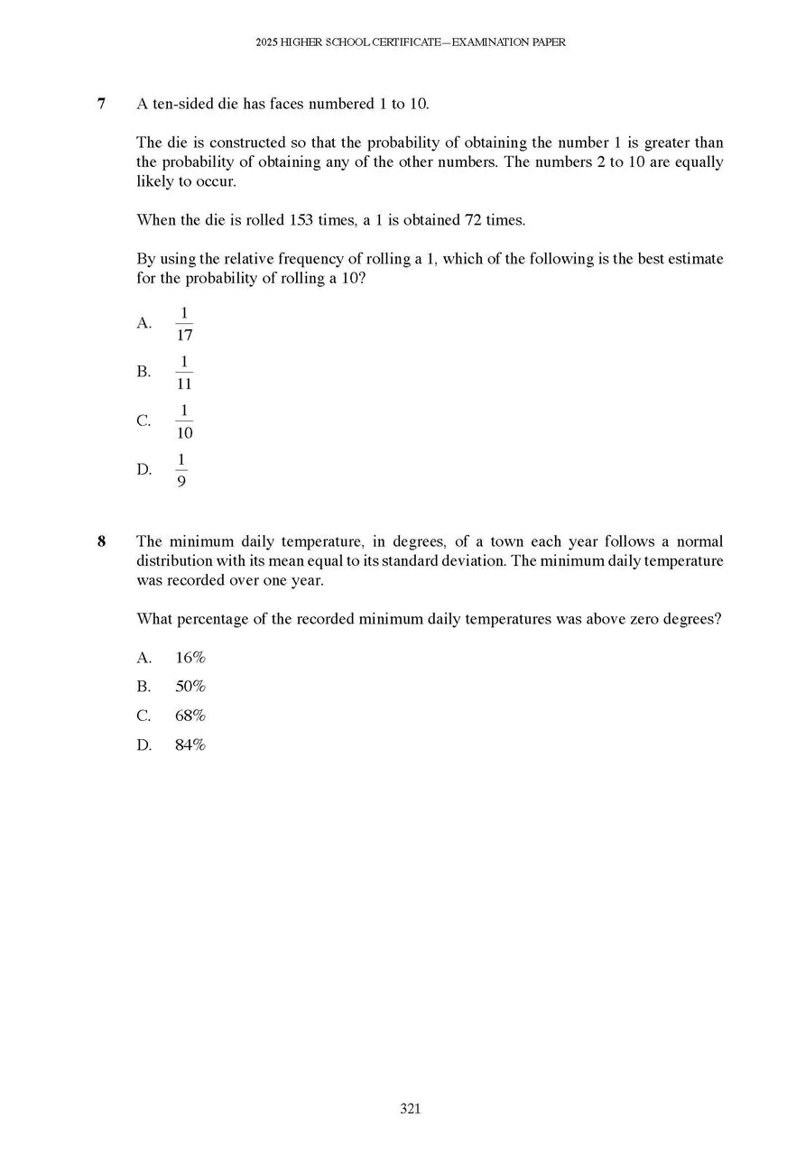 Sample interior page from Excel Success One HSC Mathematics Advanced 2026 Edition as shown in the Pascal Press product gallery
