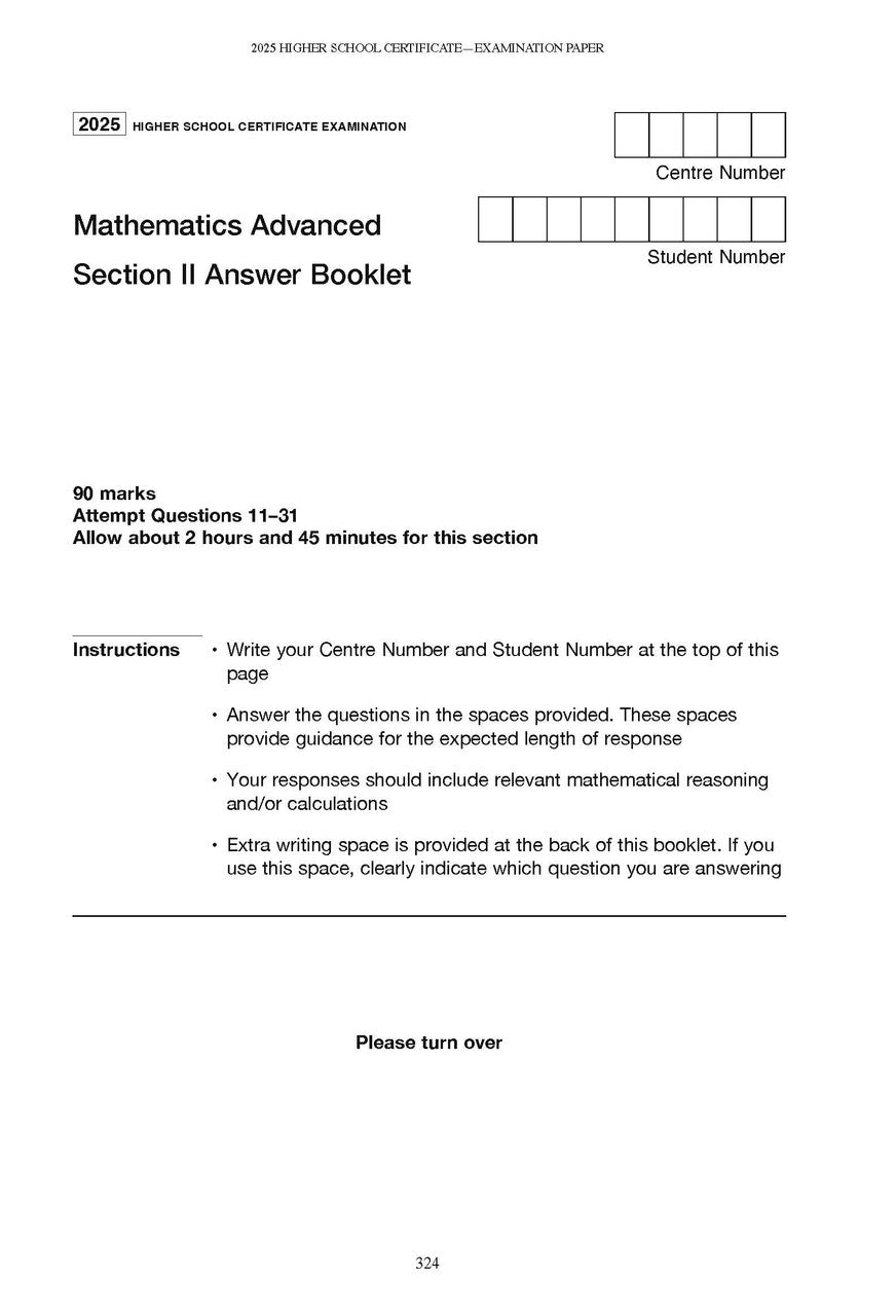 Sample interior page from Excel Success One HSC Mathematics Advanced 2026 Edition as shown in the Pascal Press product gallery