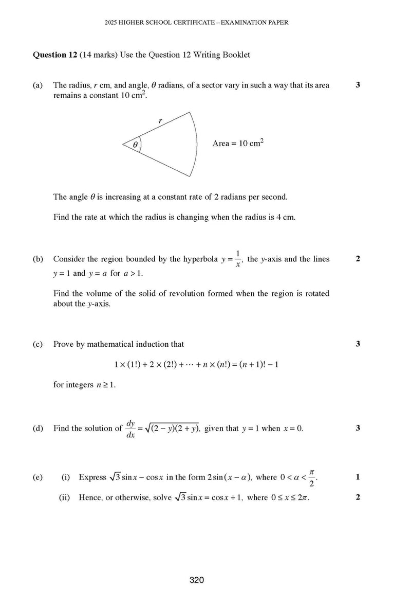 Sample interior page from Excel Success One HSC Mathematics Extension 1 2026 Edition as shown in the Pascal Press product gallery
