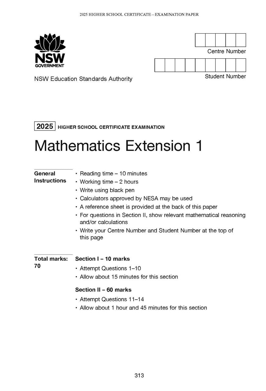 Sample interior page from Excel Success One HSC Mathematics Extension 1 2026 Edition as shown in the Pascal Press product gallery