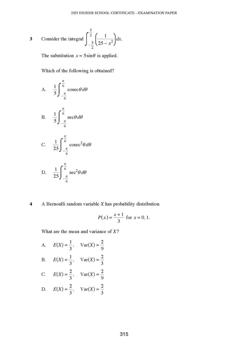 Sample interior page from Excel Success One HSC Mathematics Extension 1 2026 Edition as shown in the Pascal Press product gallery