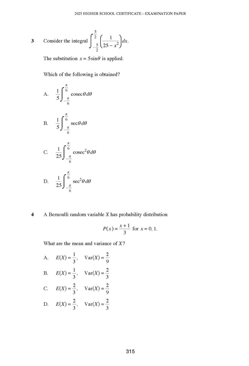 Sample interior page from Excel Success One HSC Mathematics Extension 1 2026 Edition as shown in the Pascal Press product gallery