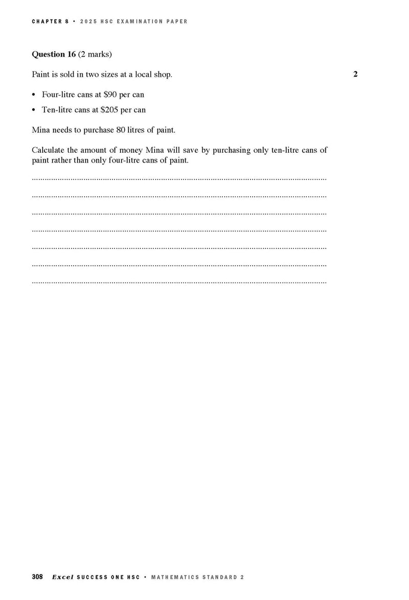 Sample interior page from Excel Success One HSC Mathematics Standard 2 2026 Edition as shown in the Pascal Press product gallery
