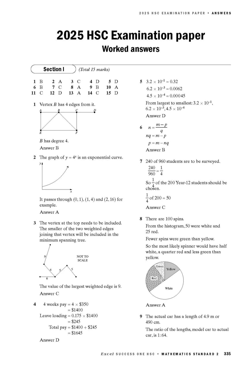 Sample interior page from Excel Success One HSC Mathematics Standard 2 2026 Edition as shown in the Pascal Press product gallery