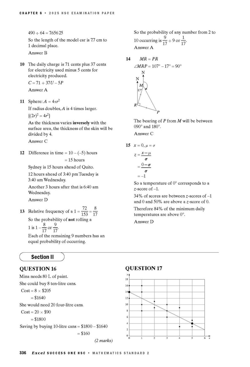 Sample interior page from Excel Success One HSC Mathematics Standard 2 2026 Edition as shown in the Pascal Press product gallery