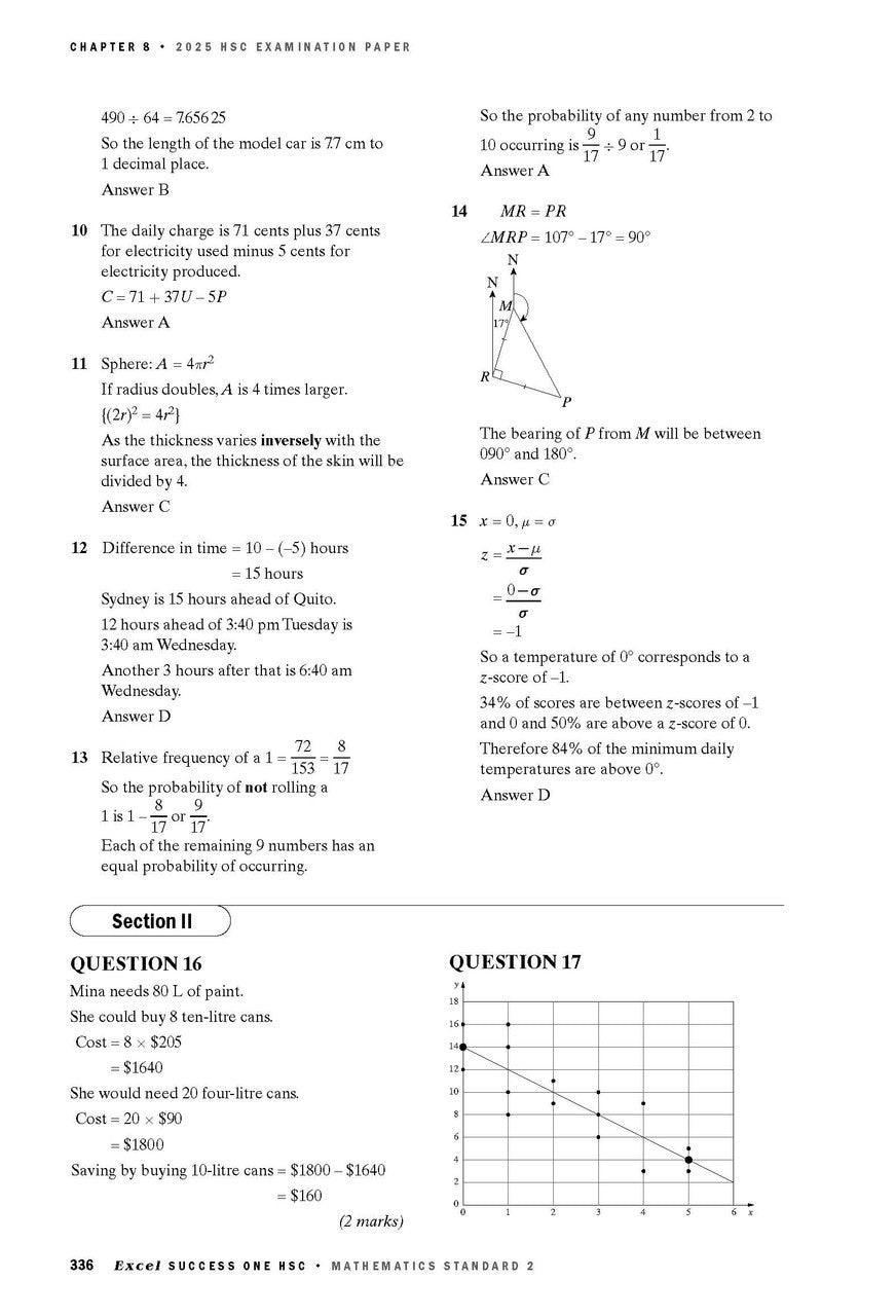 Sample interior page from Excel Success One HSC Mathematics Standard 2 2026 Edition as shown in the Pascal Press product gallery