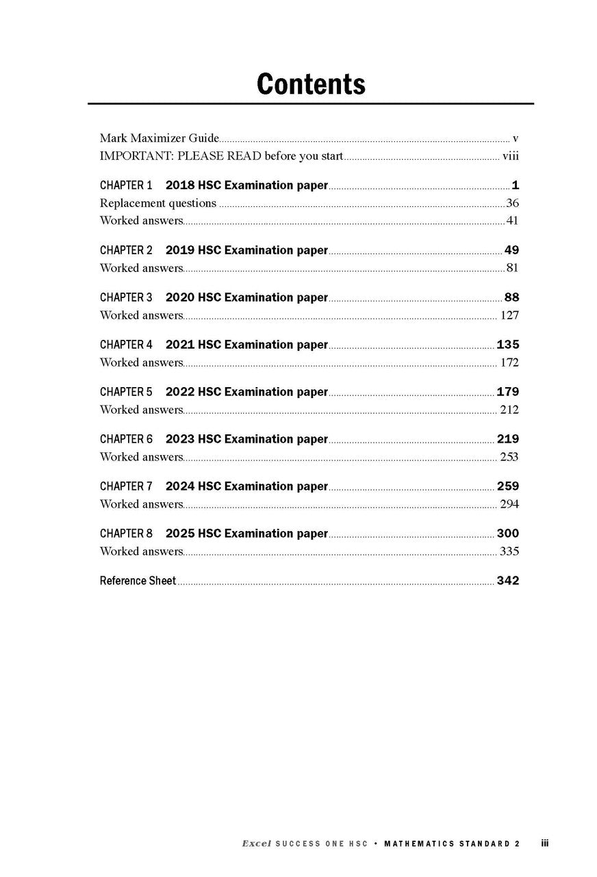 Sample interior page from Excel Success One HSC Mathematics Standard 2 2026 Edition as shown in the Pascal Press product gallery