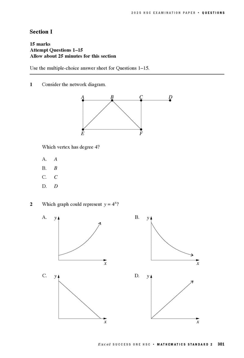 Sample interior page from Excel Success One HSC Mathematics Standard 2 2026 Edition as shown in the Pascal Press product gallery