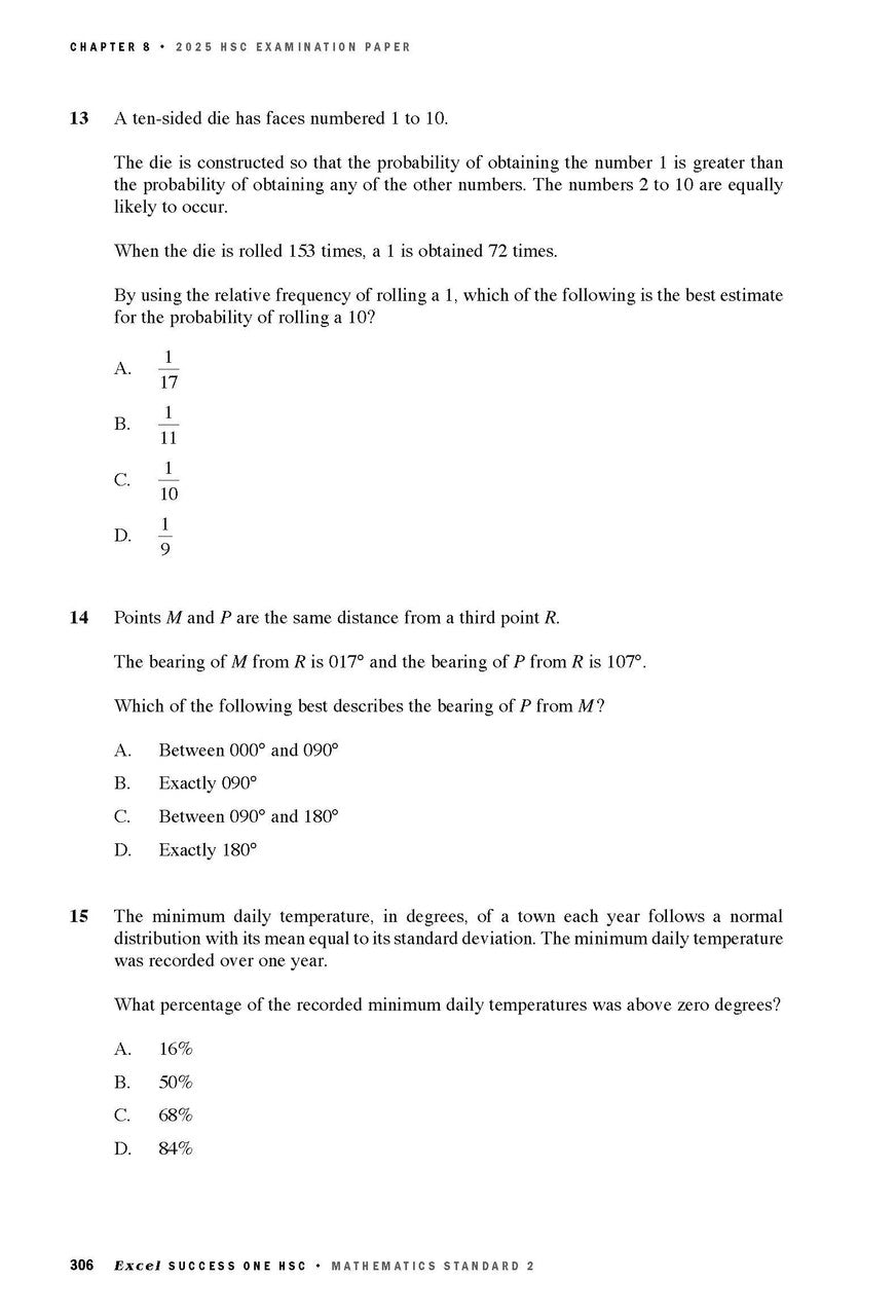 Sample interior page from Excel Success One HSC Mathematics Standard 2 2026 Edition as shown in the Pascal Press product gallery