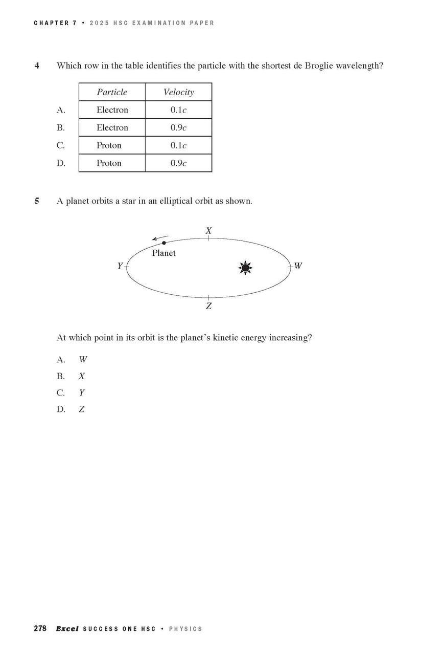 Sample interior page from Excel Success One HSC Physics 2026 Edition as shown in the Pascal Press product gallery