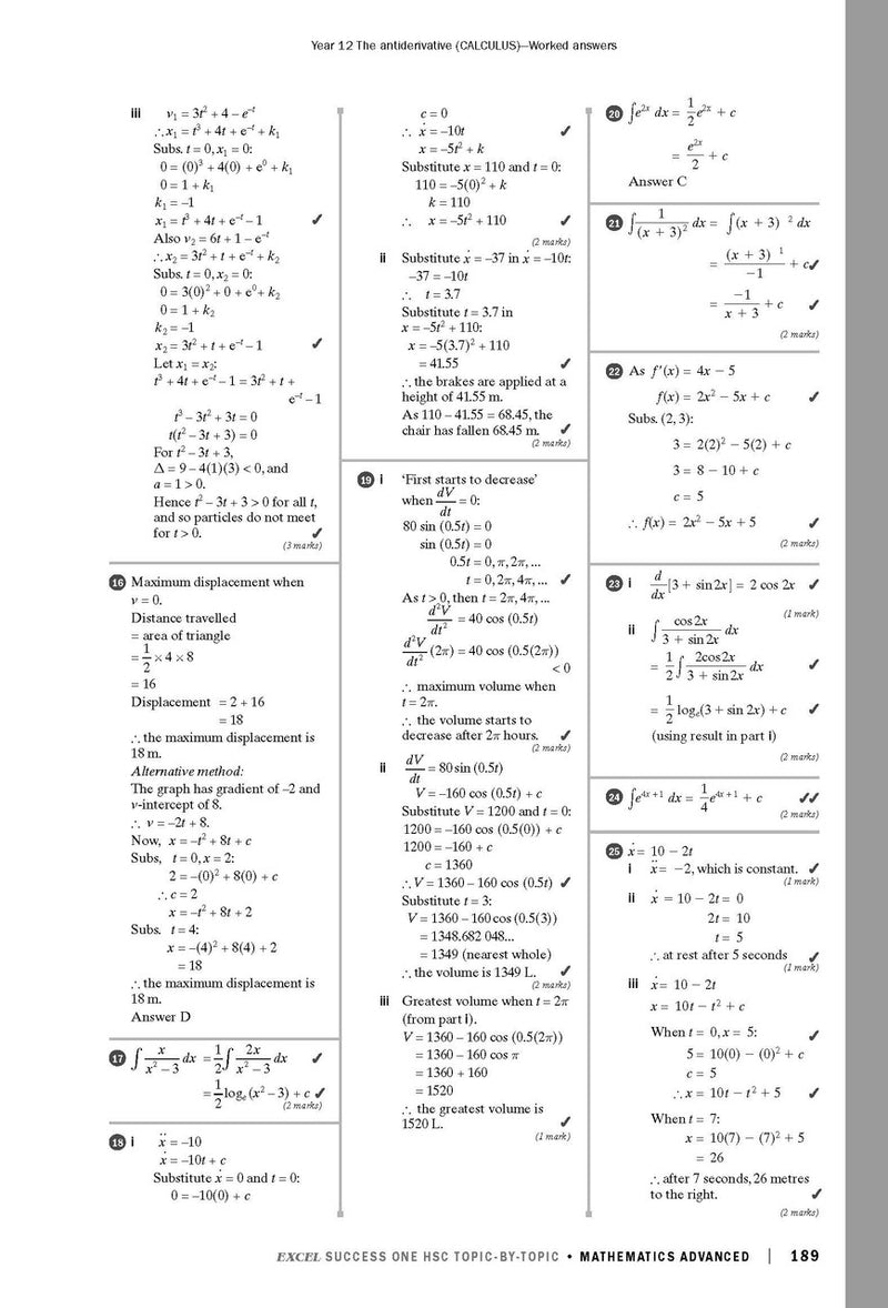 Sample interior page from Excel Success One HSC Topic-by-Topic Mathematics Advanced 2023 Edition as shown in the Pascal Press product gallery