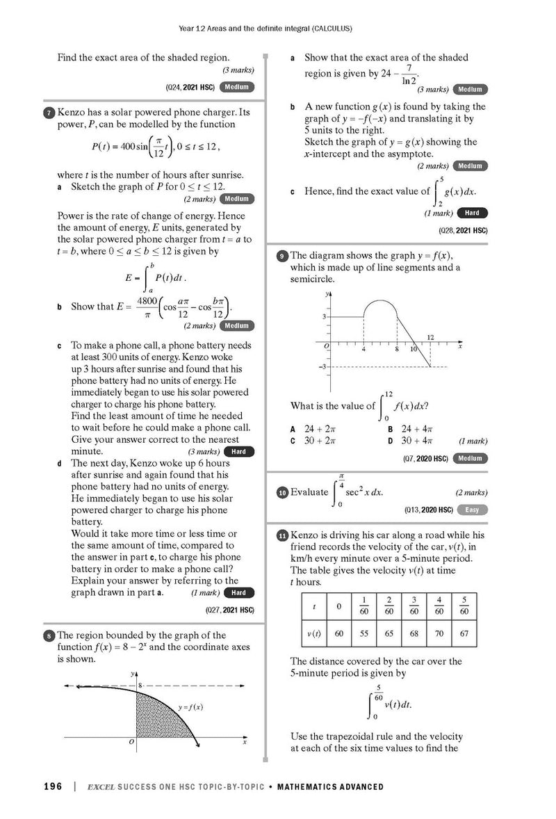 Sample interior page from Excel Success One HSC Topic-by-Topic Mathematics Advanced 2023 Edition as shown in the Pascal Press product gallery
