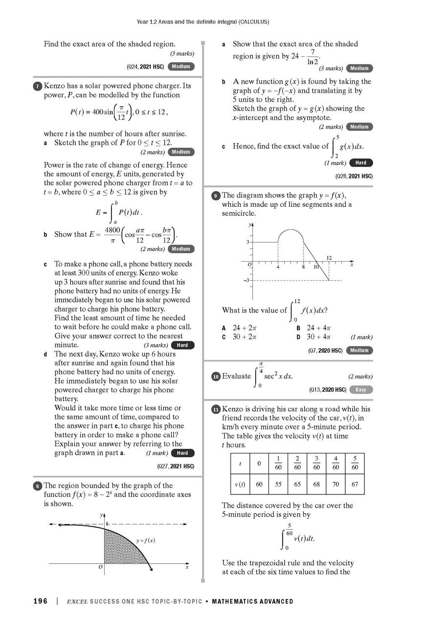 Sample interior page from Excel Success One HSC Topic-by-Topic Mathematics Advanced 2023 Edition as shown in the Pascal Press product gallery