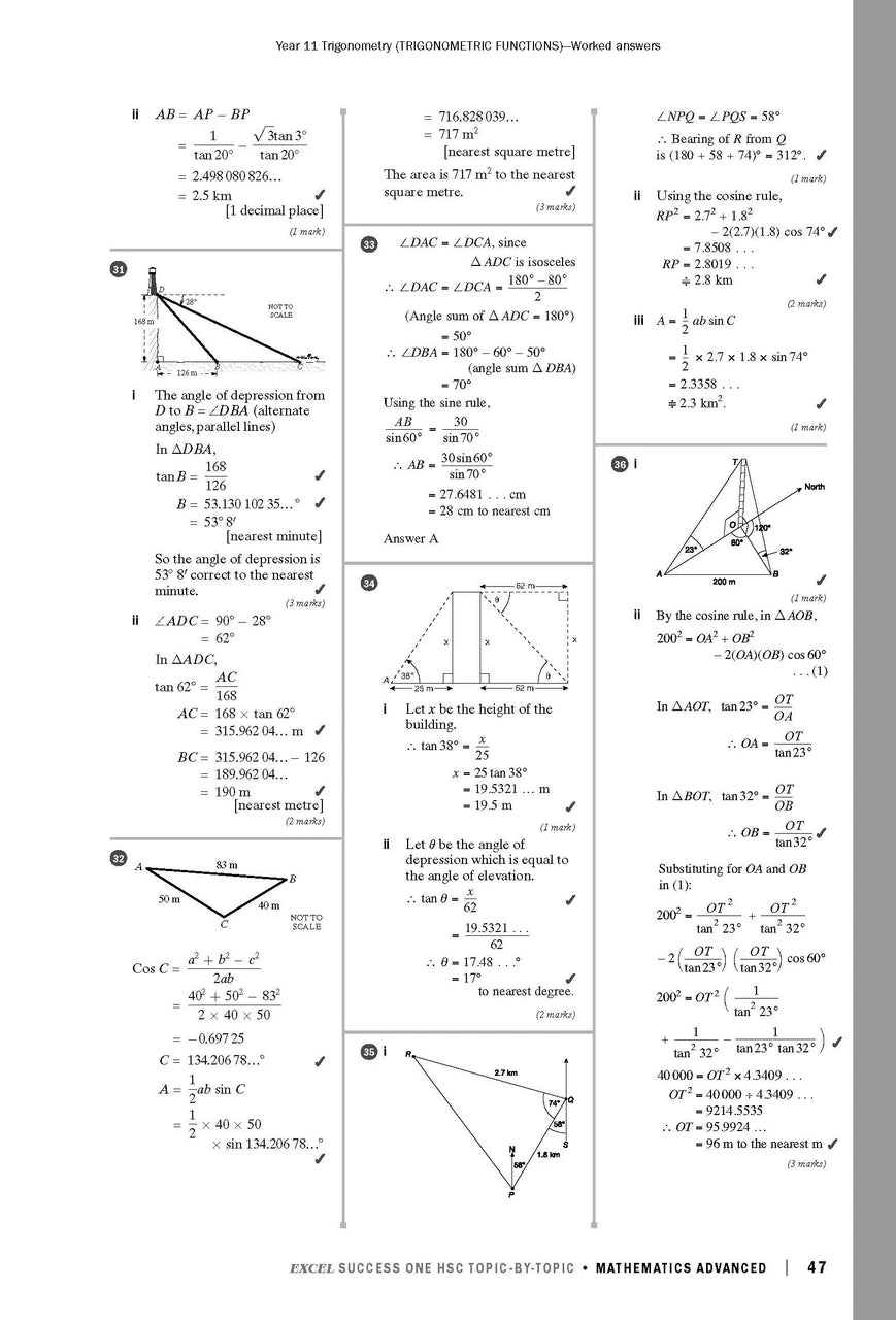 Sample interior page from Excel Success One HSC Topic-by-Topic Mathematics Advanced 2023 Edition as shown in the Pascal Press product gallery
