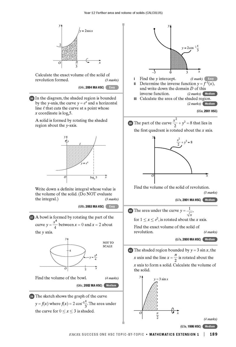 Sample interior page from Excel Success One HSC Topic-By-Topic Mathematics Extension 1 as shown in the Pascal Press product gallery