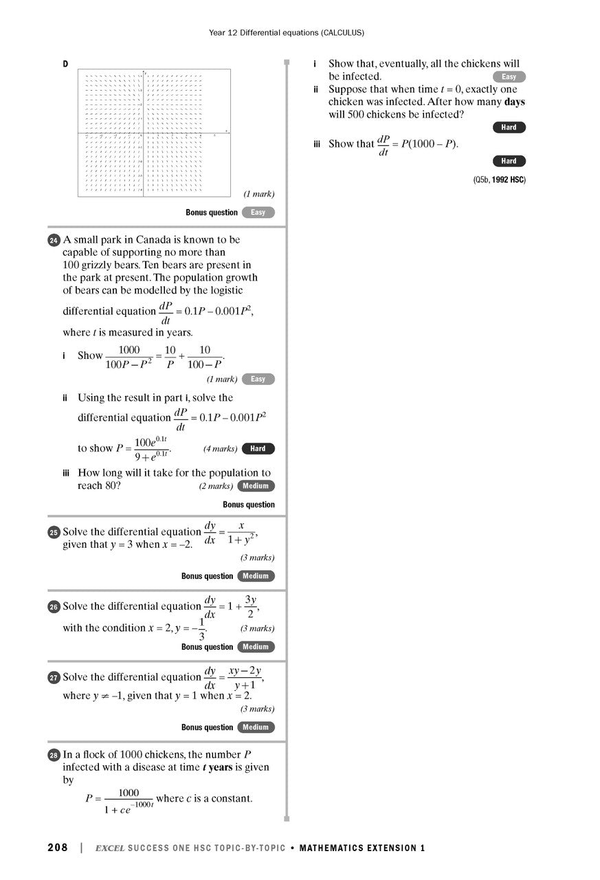 Sample interior page from Excel Success One HSC Topic-By-Topic Mathematics Extension 1 as shown in the Pascal Press product gallery