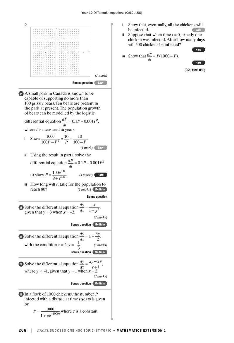 Sample interior page from Excel Success One HSC Topic-By-Topic Mathematics Extension 1 as shown in the Pascal Press product gallery