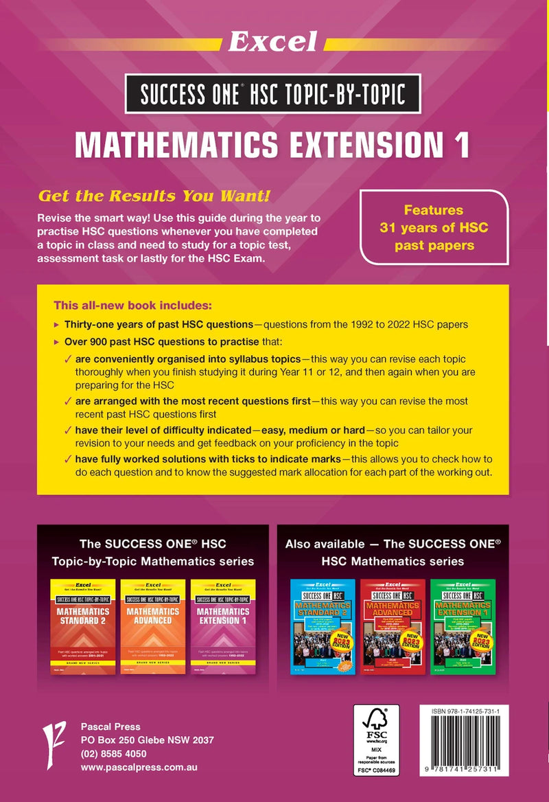 Sample interior page from Excel Success One HSC Topic-By-Topic Mathematics Extension 1 as shown in the Pascal Press product gallery