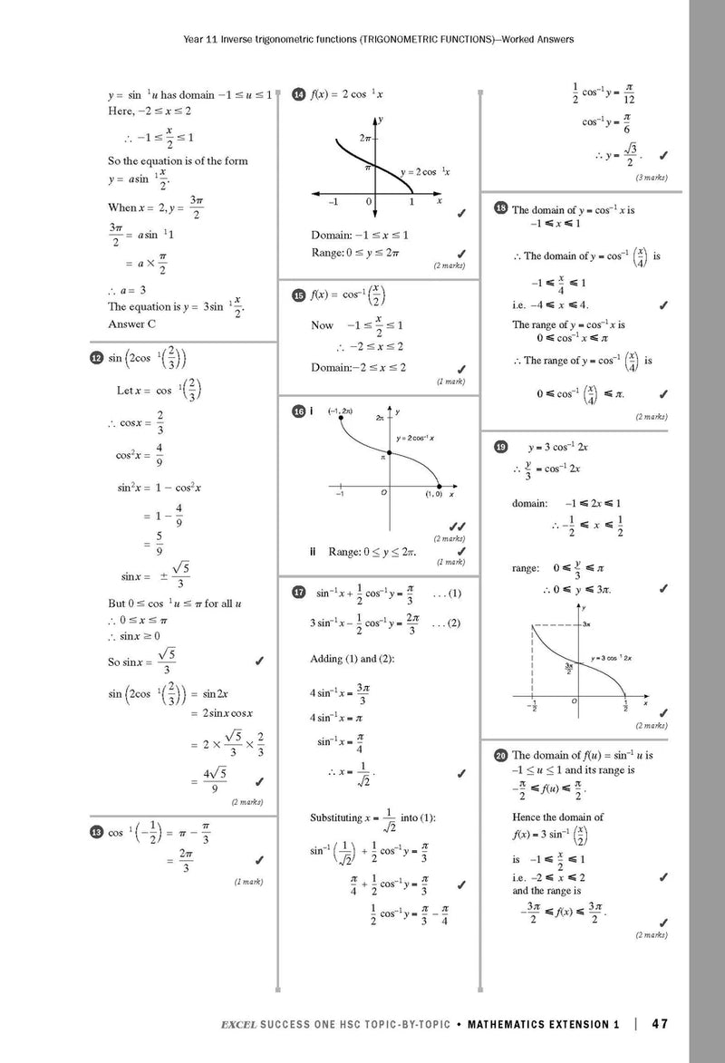 Sample interior page from Excel Success One HSC Topic-By-Topic Mathematics Extension 1 as shown in the Pascal Press product gallery