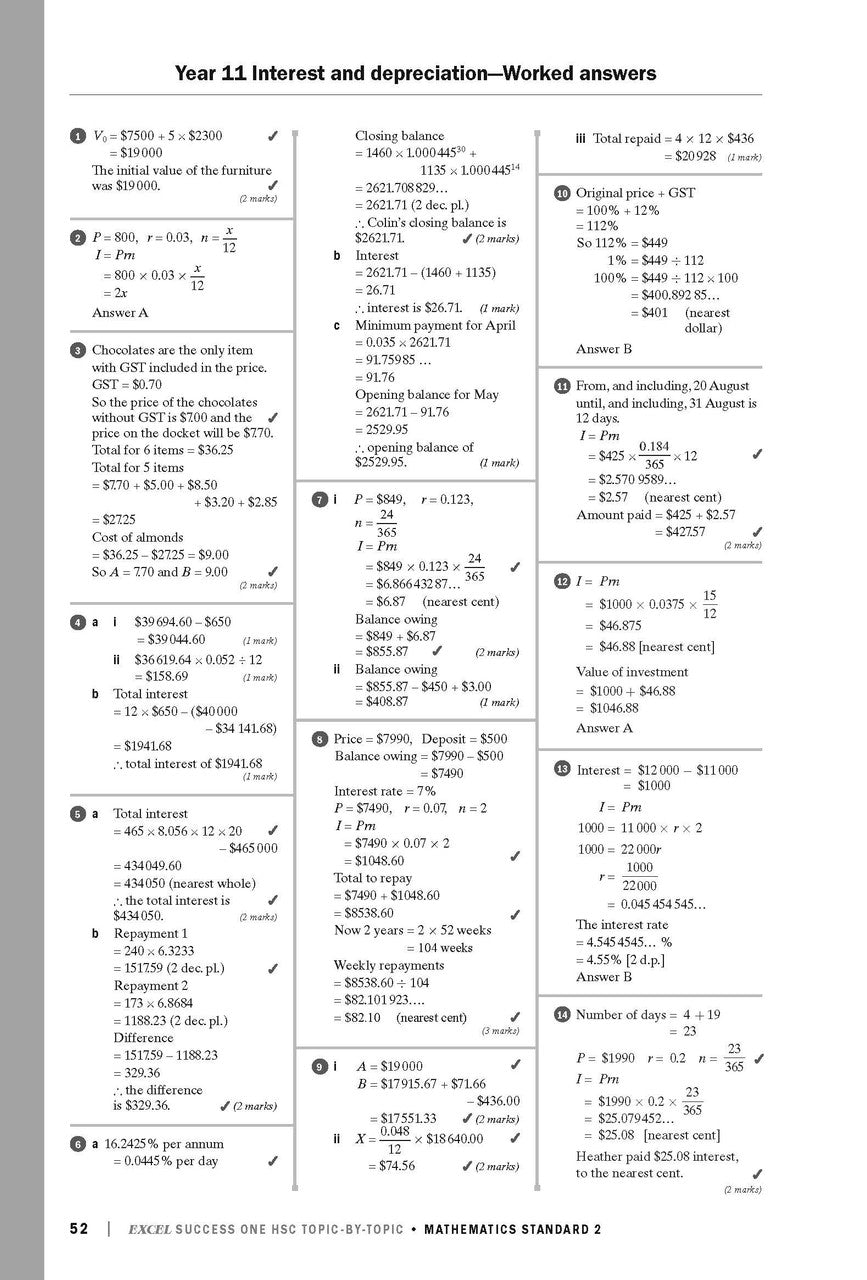 Sample interior page from Excel Success One HSC Topic-By-Topic Mathematics Standard 2 as shown in the Pascal Press product gallery