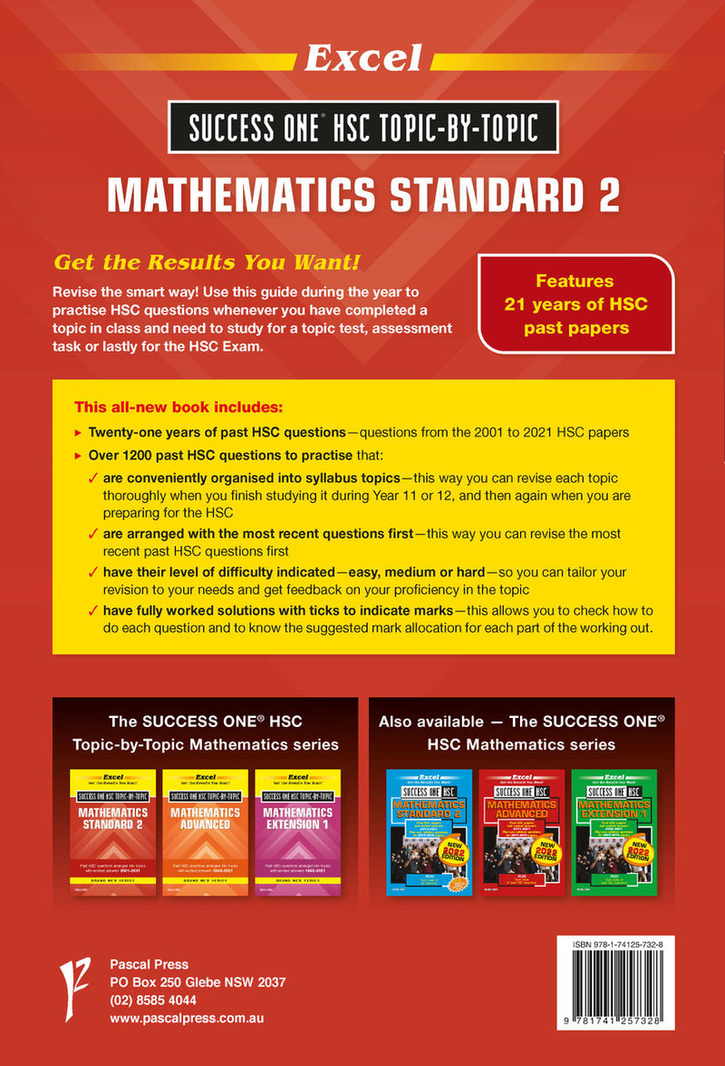 Sample interior page from Excel Success One HSC Topic-By-Topic Mathematics Standard 2 as shown in the Pascal Press product gallery