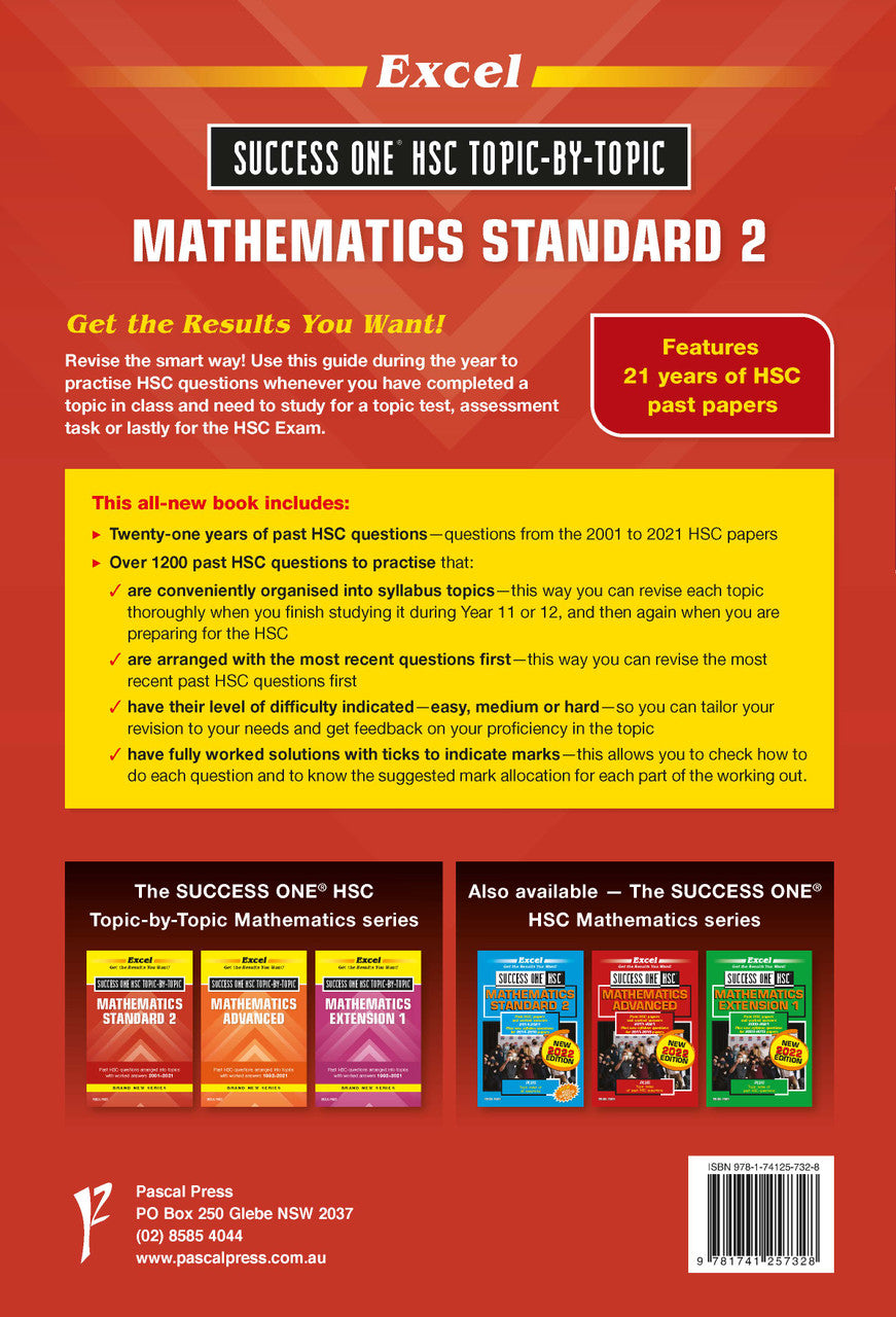 Sample interior page from Excel Success One HSC Topic-By-Topic Mathematics Standard 2 as shown in the Pascal Press product gallery