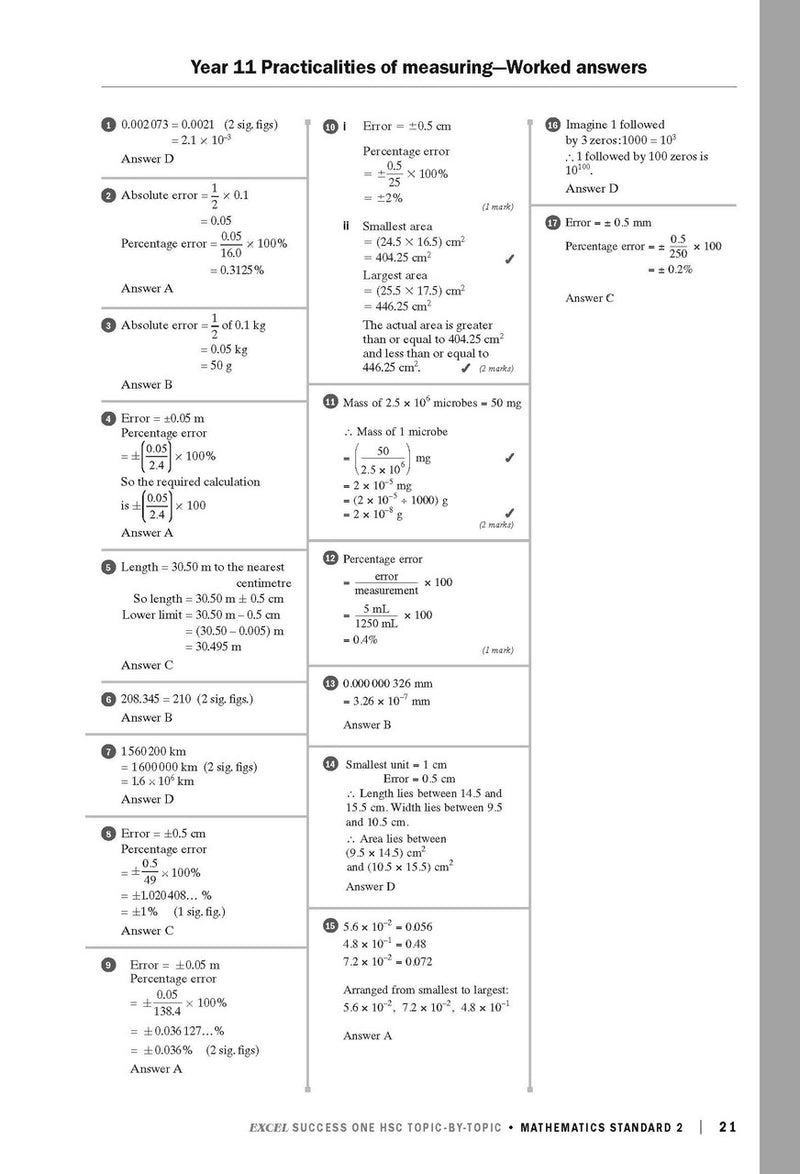 Sample interior page from Excel Success One HSC Topic-By-Topic Mathematics Standard 2 as shown in the Pascal Press product gallery