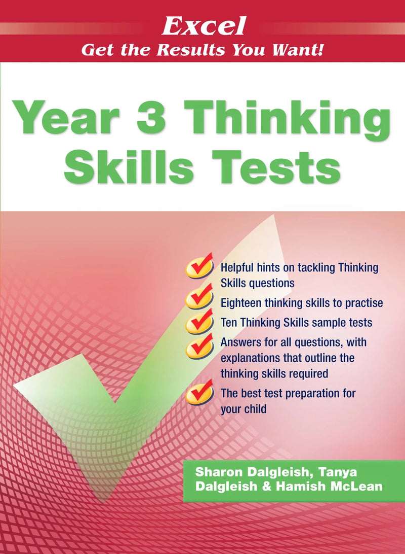 Front cover of the Excel Thinking Skills Tests Year 3 workbook from Pascal Press, shown as the main product image