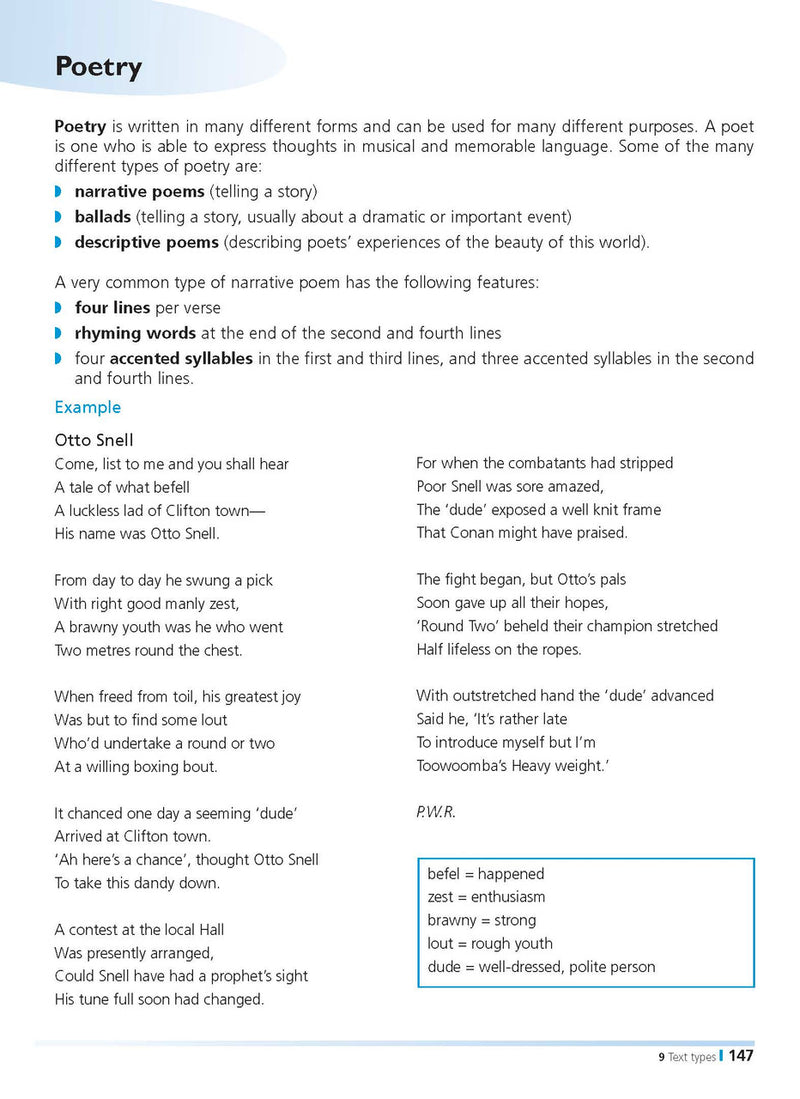 Sample inside page from the Excel Writer's Handbook Years 5-8, taken from the publisher product gallery