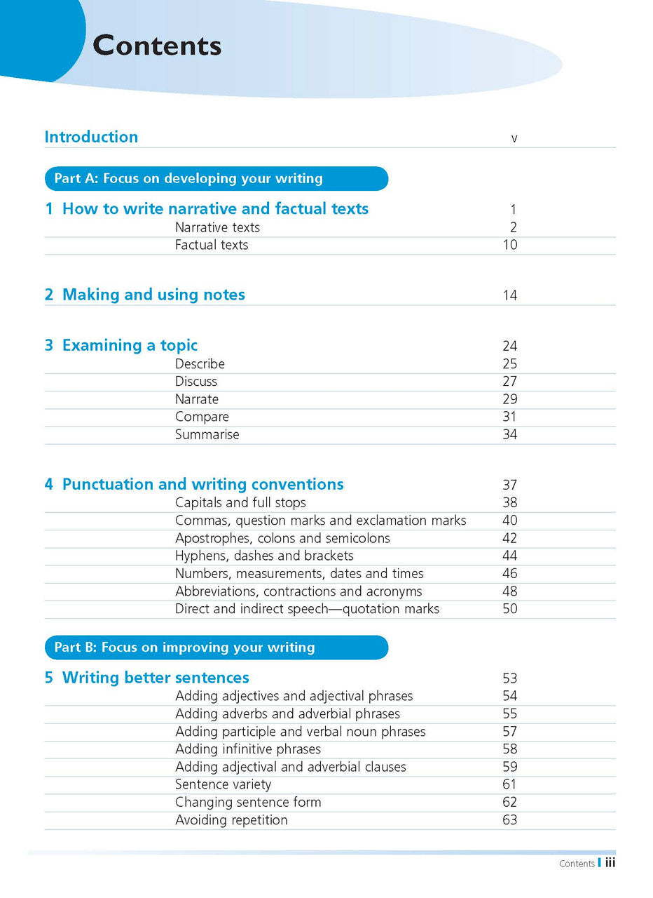 Sample inside page from the Excel Writer's Handbook Years 5-8, taken from the publisher product gallery