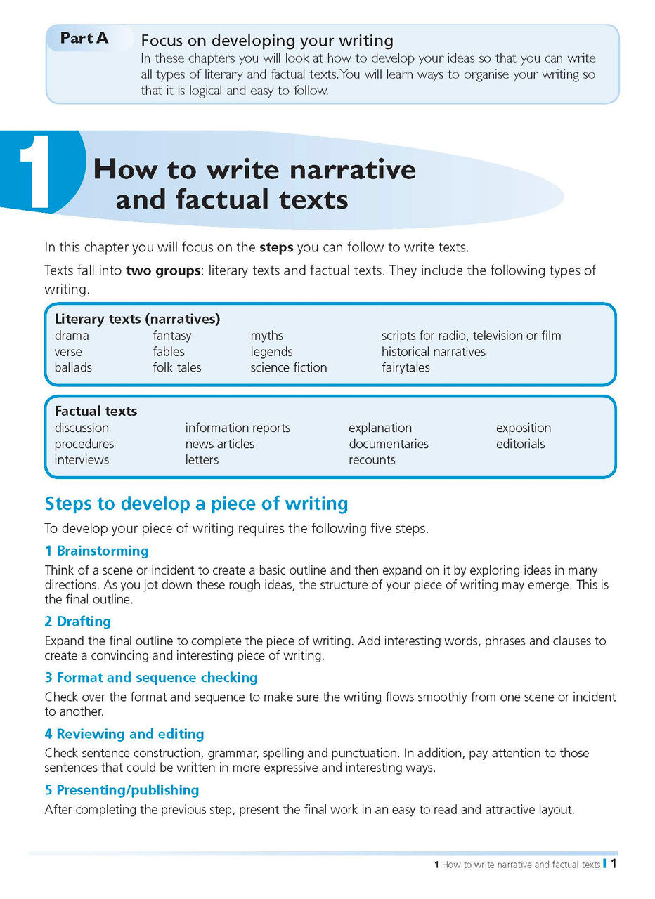 Sample inside page from the Excel Writer's Handbook Years 5-8, taken from the publisher product gallery