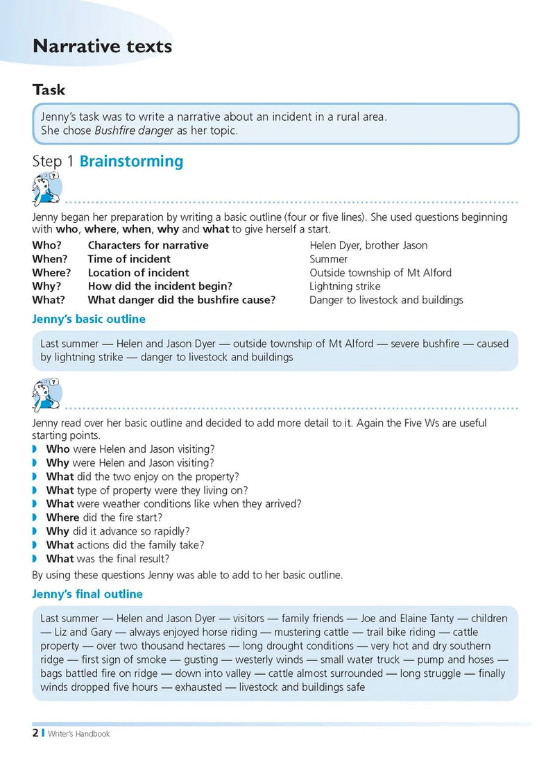 Sample inside page from the Excel Writer's Handbook Years 5-8, taken from the publisher product gallery
