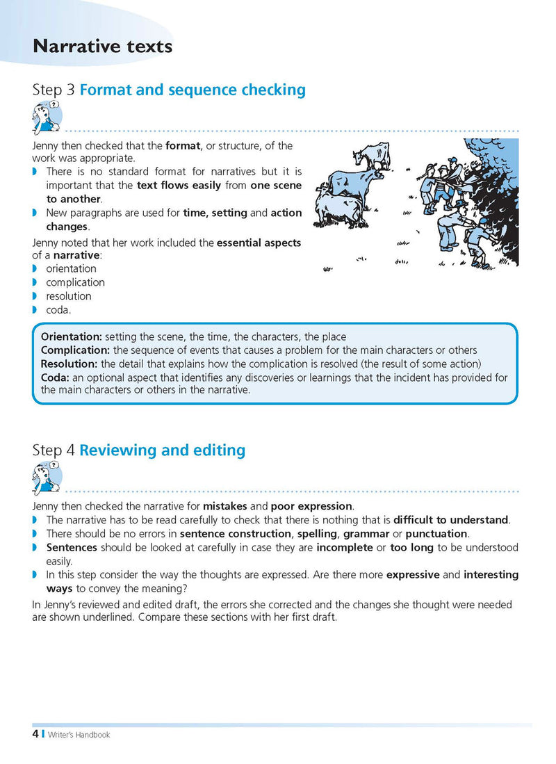 Sample inside page from the Excel Writer's Handbook Years 5-8, taken from the publisher product gallery