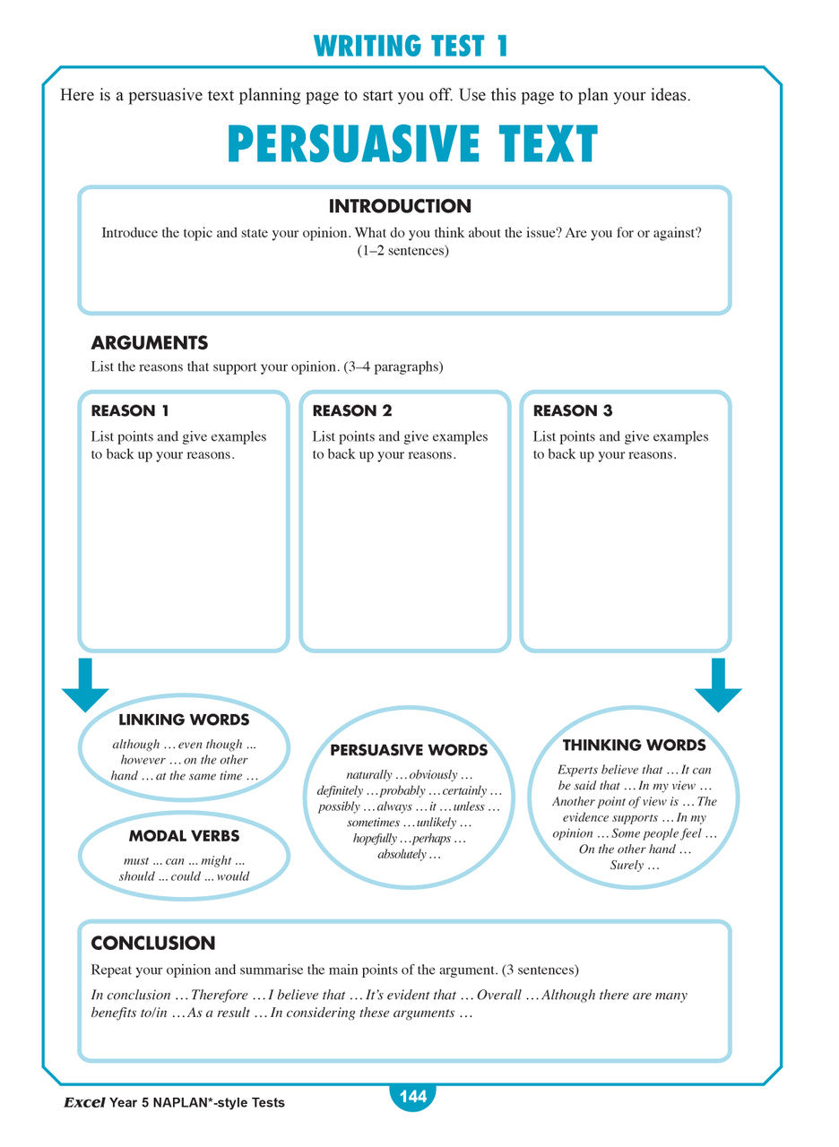 Sample interior page from the Excel Year 5 NAPLAN-style Tests workbook as shown in the publisher gallery