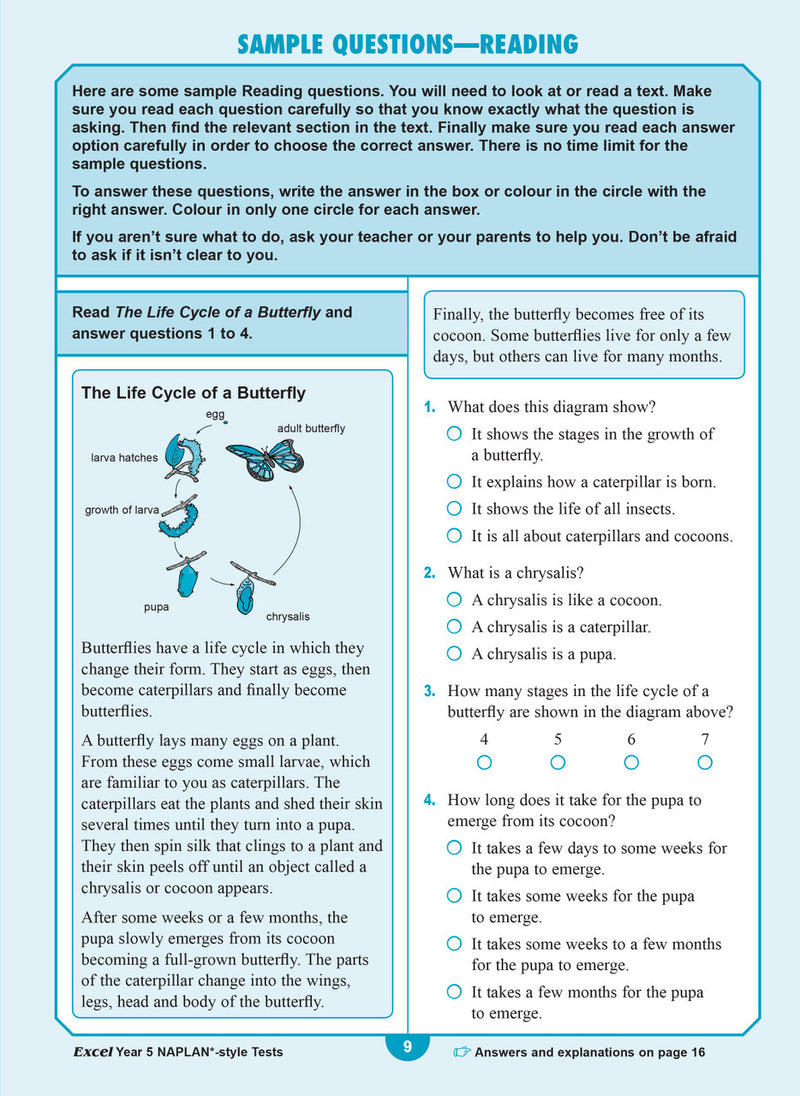 Sample interior page from the Excel Year 5 NAPLAN-style Tests workbook as shown in the publisher gallery