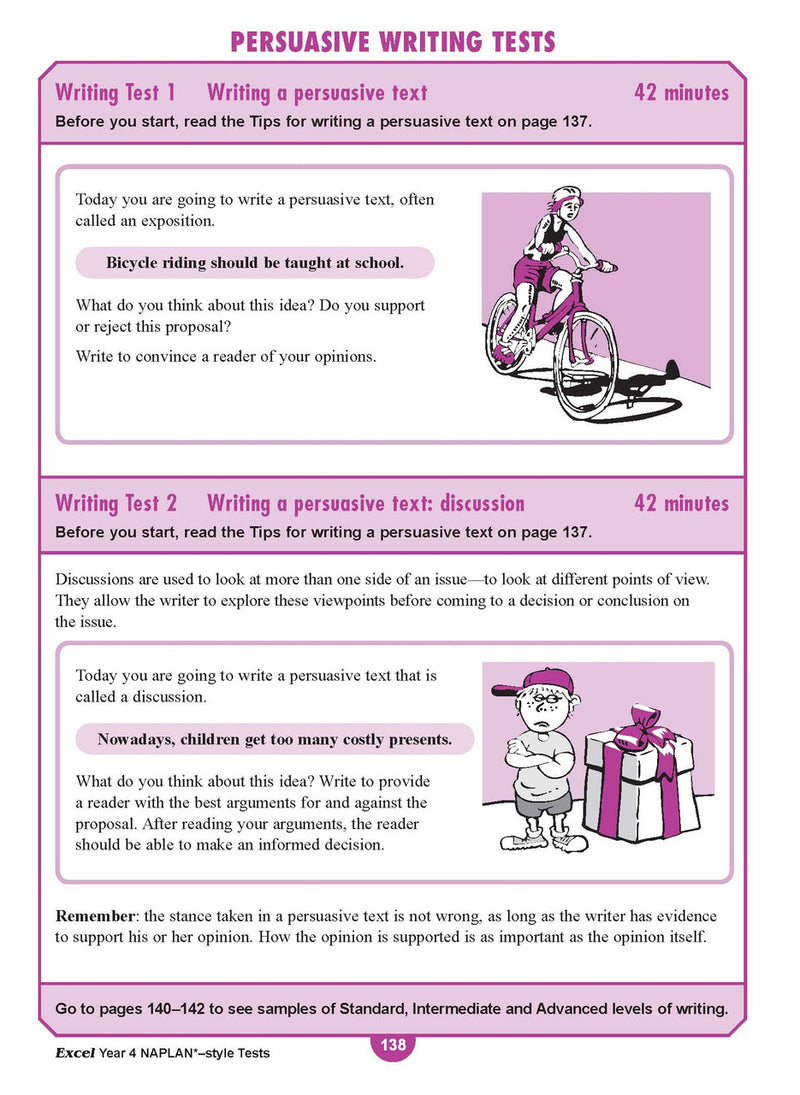 Sample interior page from the Excel Year 4 NAPLAN-style Tests workbook as shown in the publisher gallery