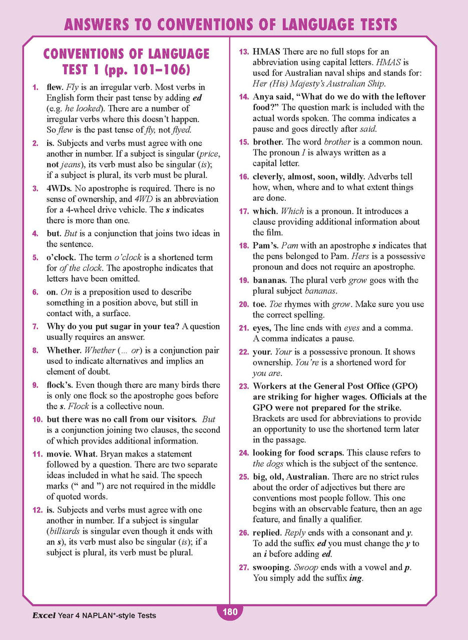 Sample interior page from the Excel Year 4 NAPLAN-style Tests workbook as shown in the publisher gallery