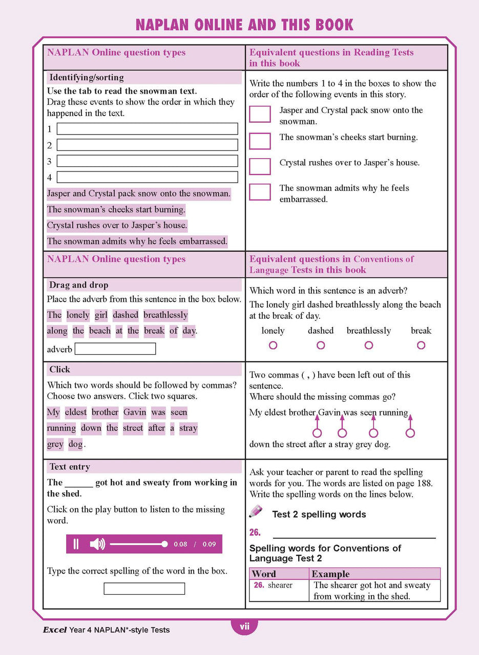 Sample interior page from the Excel Year 4 NAPLAN-style Tests workbook as shown in the publisher gallery