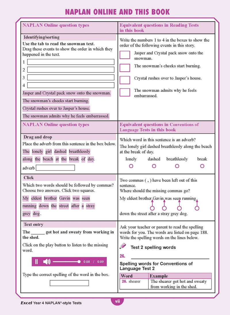 Sample interior page from the Excel Year 4 NAPLAN-style Tests workbook as shown in the publisher gallery