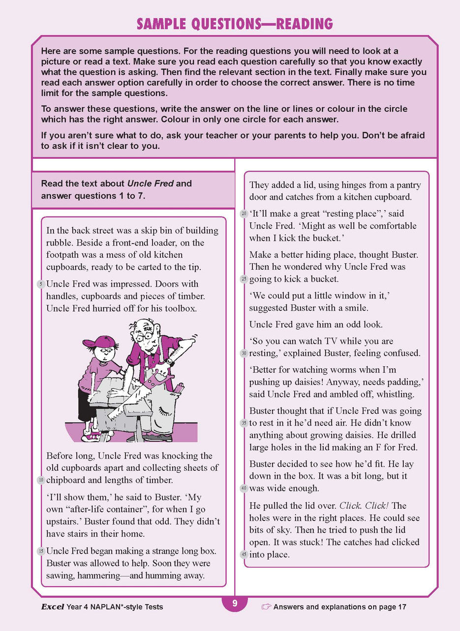 Sample interior page from the Excel Year 4 NAPLAN-style Tests workbook as shown in the publisher gallery