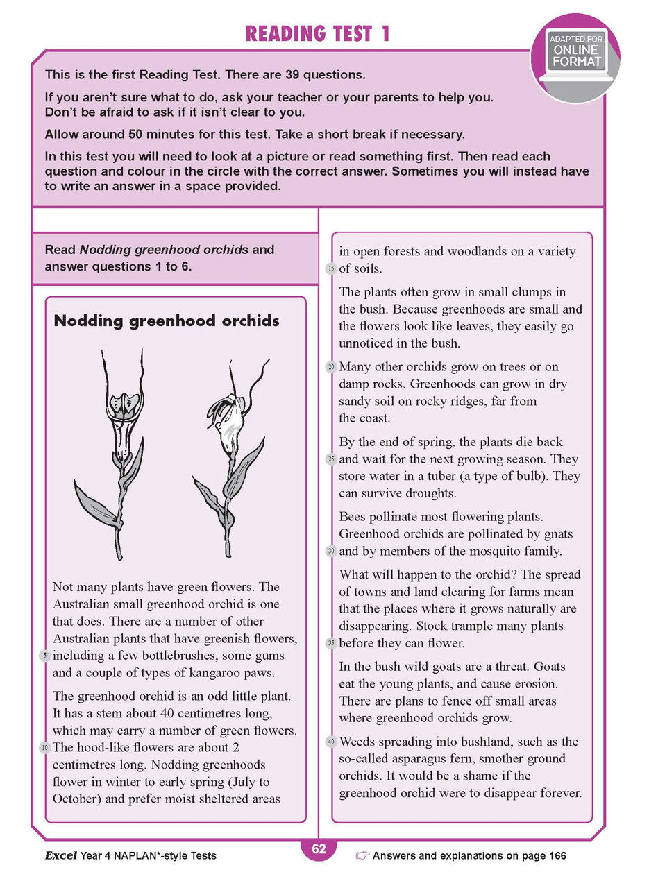 Sample interior page from the Excel Year 4 NAPLAN-style Tests workbook as shown in the publisher gallery