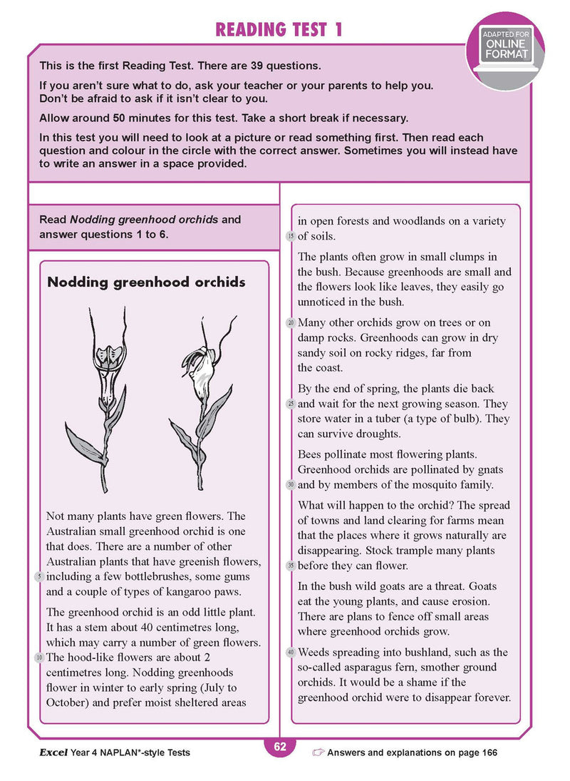 Sample interior page from the Excel Year 4 NAPLAN-style Tests workbook as shown in the publisher gallery