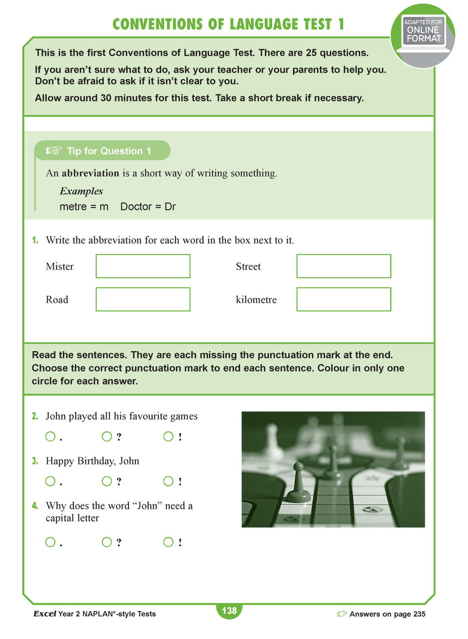 Sample interior page from the Excel Year 2 NAPLAN-style Tests workbook as shown in the publisher gallery
