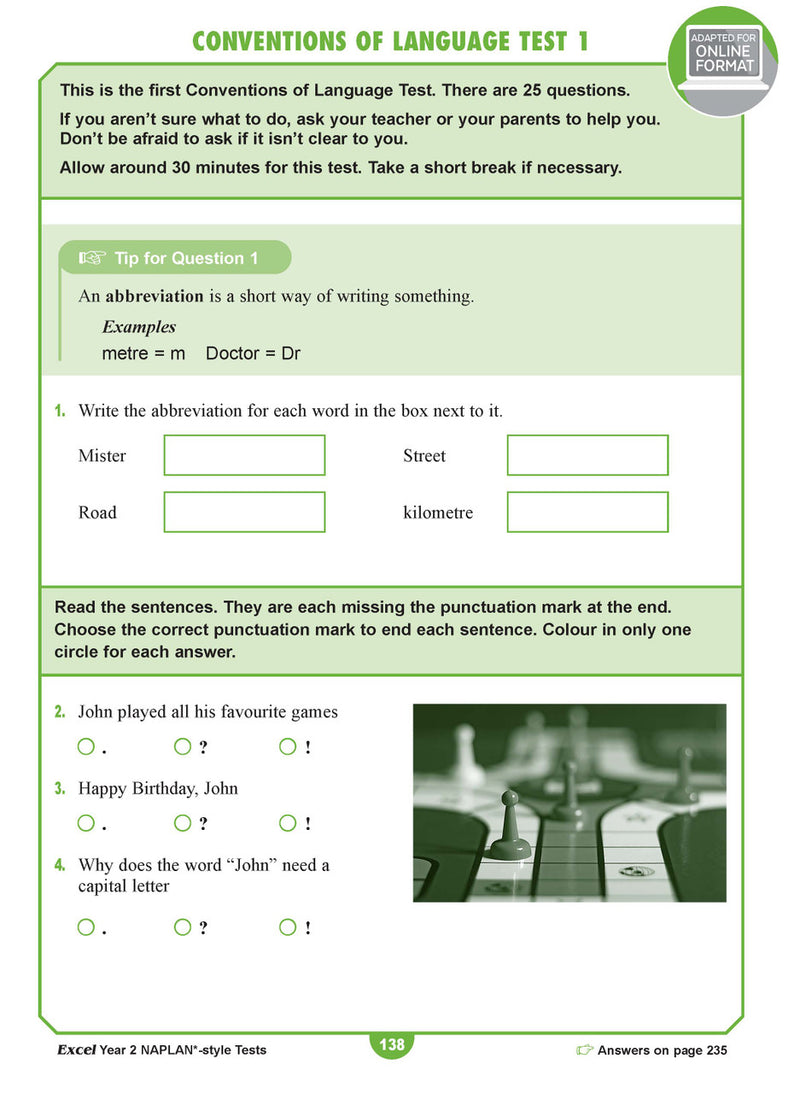 Sample interior page from the Excel Year 2 NAPLAN-style Tests workbook as shown in the publisher gallery