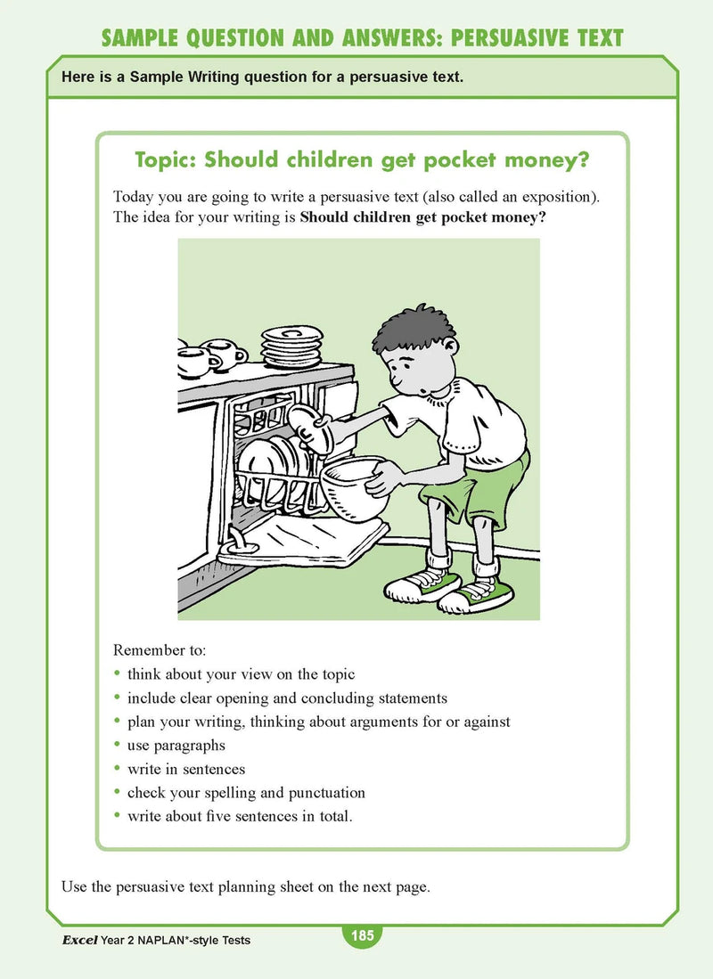Sample interior page from the Excel Year 2 NAPLAN-style Tests workbook as shown in the publisher gallery